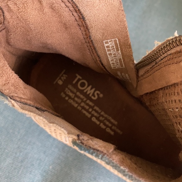 TOMS Majorca Perforated Suede Peep Toe Bootie - Picture 8 of 9